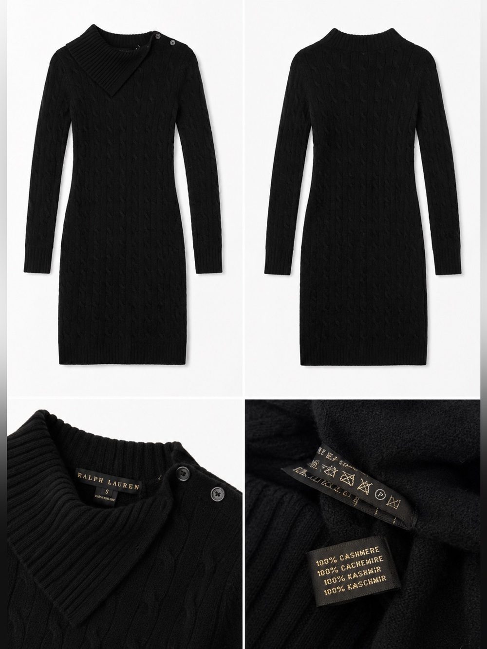 Ralph Lauren Black Label Cable-Knit Cashmere Dress